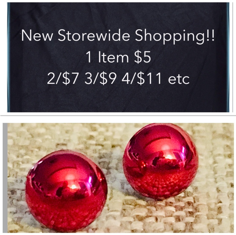 New 9mm Flat Back 1/2 Ball Red Stud Earrings